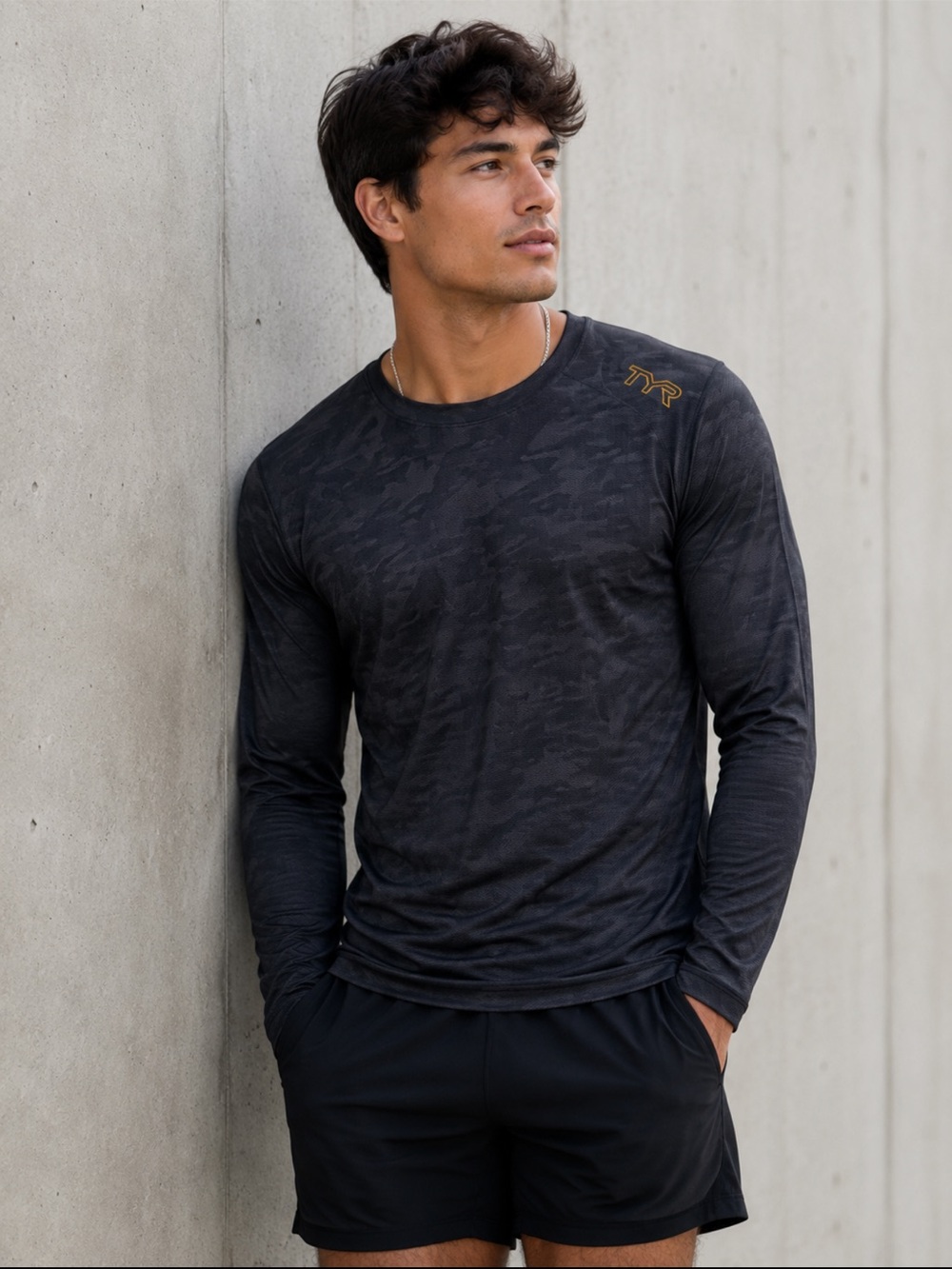 TYR Climadry Black Camo Long Sleeve Performance Base Layer Shirt Large NWT